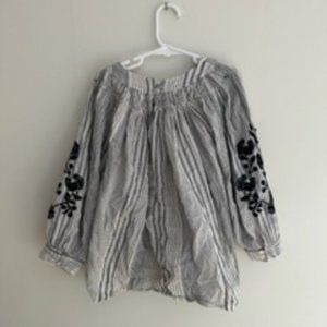 ZARA kids Striped Floral-Sleeve Blouse size 10